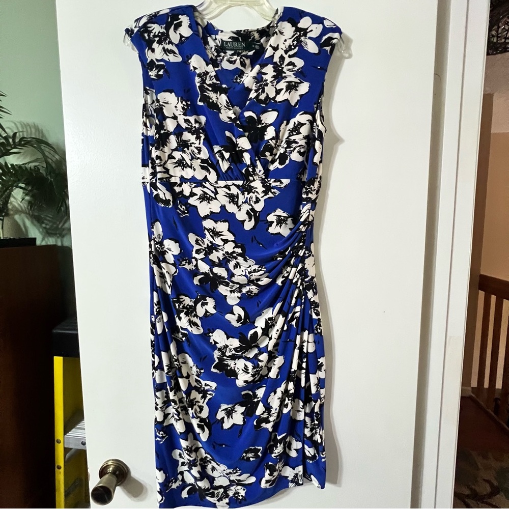 Lauren Blue Floral dress size 10, EUC